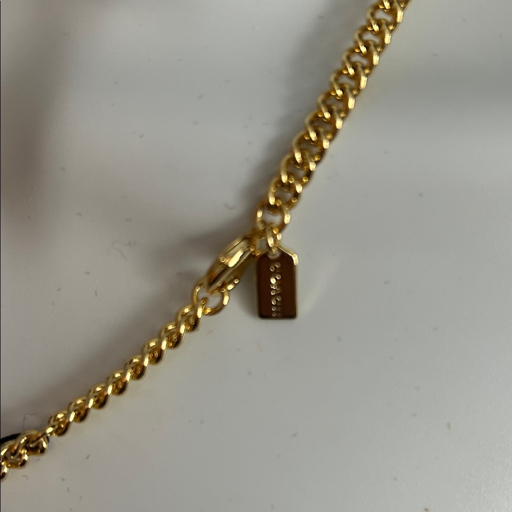 Coach Gold Necklace with Heart and Pearl Accents - Picture 4 of 5